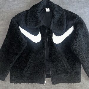 Nike Black Sherpa Jacket with White Logo